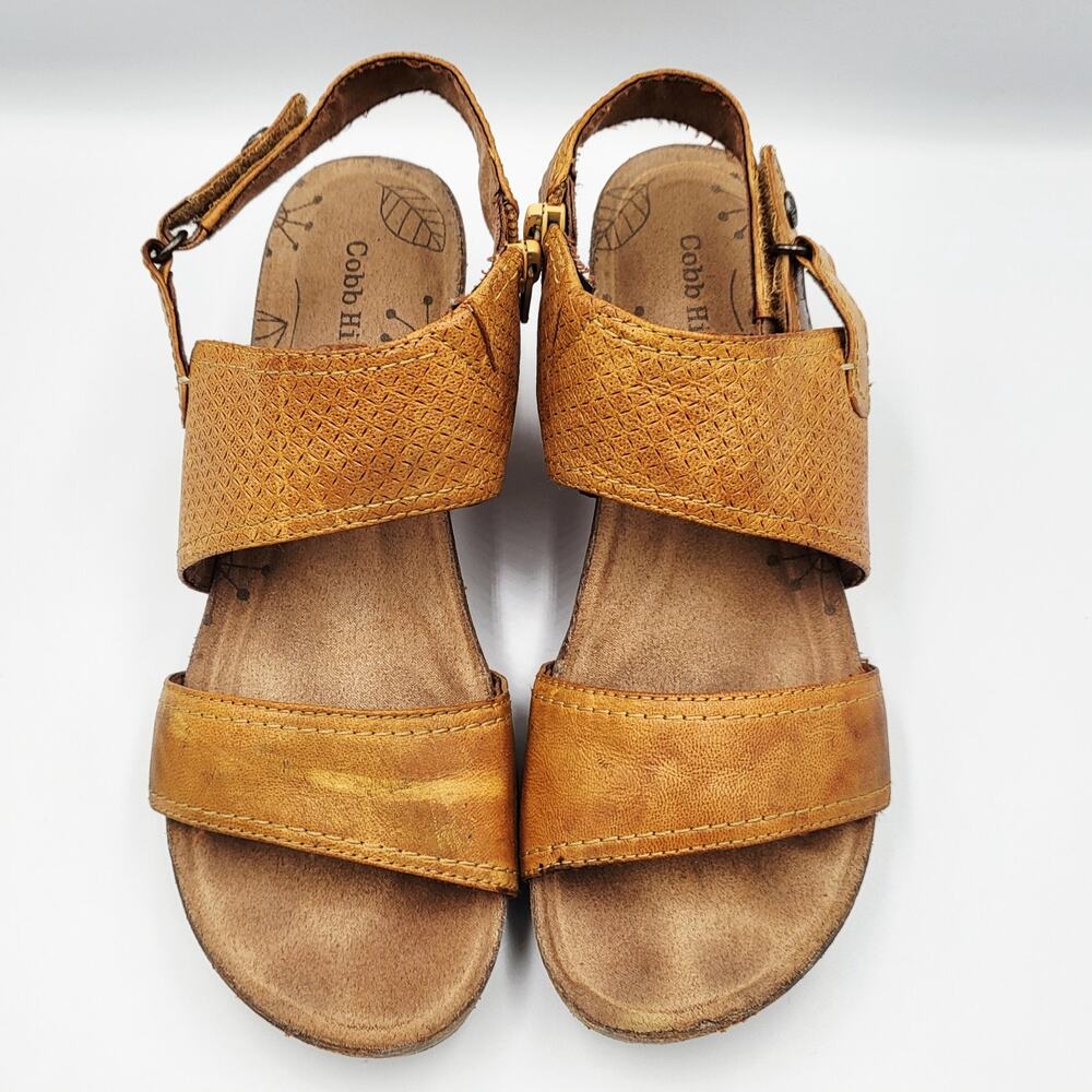 Cobb Hill Shona Sandals Camel Brown Leather Slingback Wedges Women's Size 7.5